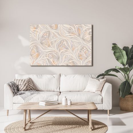 TABLEAU SUR TOILE – PAPILLONS PASTEL DANS UN VOILE - TABLEAUX PAPILLONS - TABLEAUX
