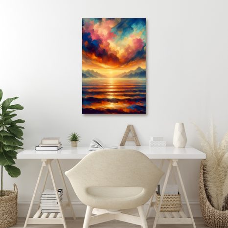 OBRAZ BAREVNÁ OBLOHA NAD HORAMI - OBRAZY VÝCHOD A ZÁPAD SLUNCE - OBRAZY