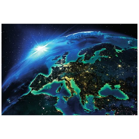 FOTOTAPETE STRAHLENDER BLAUER PLANET - UNIVERSUM- UND STERNE-TAPETEN - TAPETEN