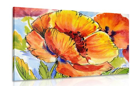 CANVAS PRINT BOUQUET OF POPPY FLOWERS - PICTURES FLOWERS - PICTURES