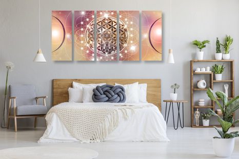 5-DÍLNÝ OBRAZ OKOUZLUJÍCÍ MANDALA - OBRAZY FENG SHUI - OBRAZY