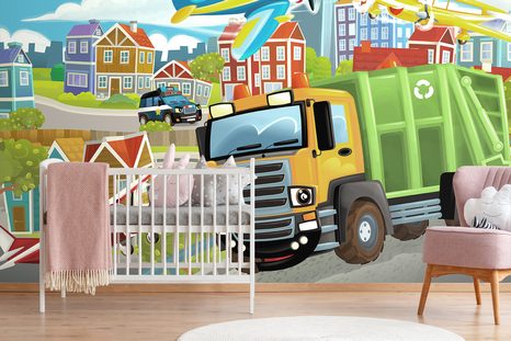 SAMOLEPÍCÍ TAPETA POPELÁŘSKÉ AUTO VE MĚSTĚ - SAMOLEPÍCÍ TAPETY - TAPETY