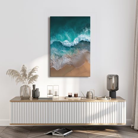 OBRAZ TYRKYSOVÁ VLNA NA PLÁŽI - OBRAZY MOŘE A PLÁŽ - OBRAZY