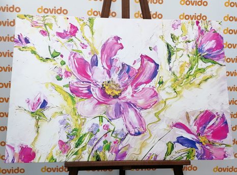 CANVAS PRINT PAINTED SUMMER FLOWERS - PICTURES FLOWERS - PICTURES