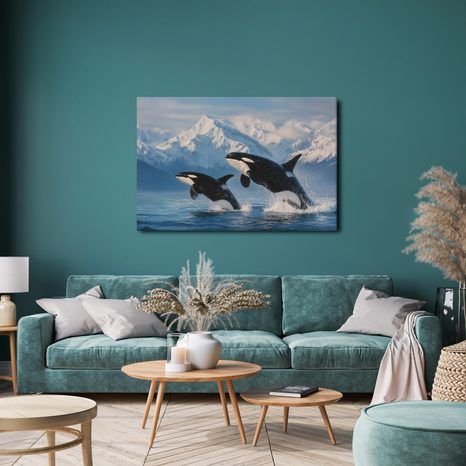 OBRAZ SKÁKAJÍCÍ KOSATKY V HORÁCH - OBRAZY MOŘŠTÍ ŽIVOČICHOVÉ - OBRAZY