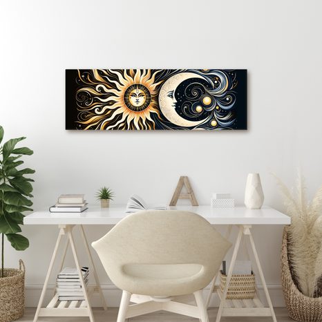 OBRAZ SLNEČNÝ A MESAČNÝ SYMBOL - OBRAZY MESIAC - OBRAZY
