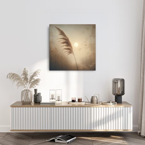 WANDBILD PAMPASGRAS IM SONNENLICHT - BILDER VON SONNENAUFGANG UND SONNENUNTERGANG - BILDER