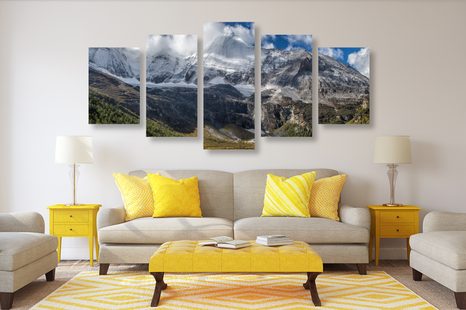 5-DÍLNÝ OBRAZ MAJESTÁTNÍ HORSKÁ KRAJINA - OBRAZY PŘÍRODY A KRAJINY - OBRAZY
