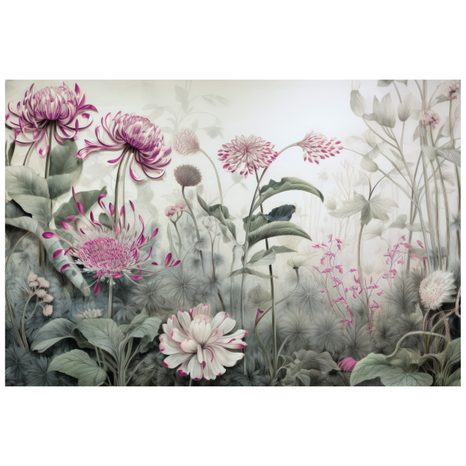 TAPETA CVETJE OBDANO Z NARAVO V ROŽNATEM KONTRASTU - TAPETE LISTI - TAPETE