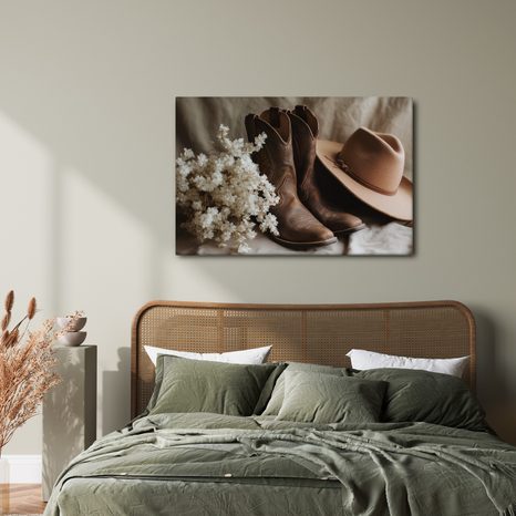 WANDBILD COWBOYSTIEFEL MIT HUT - STILLLEBEN-BILDER - BILDER
