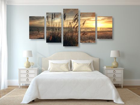 5-DELNA SLIKA SONČNI ZAHOD NA PLAŽI - SLIKE NARAVE IN POKRAJINE - SLIKE