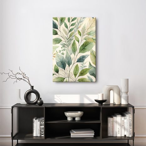 OBRAZ AKVARELOVÉ ZELENÉ LISTY - BOTANICKÉ OBRAZY - OBRAZY