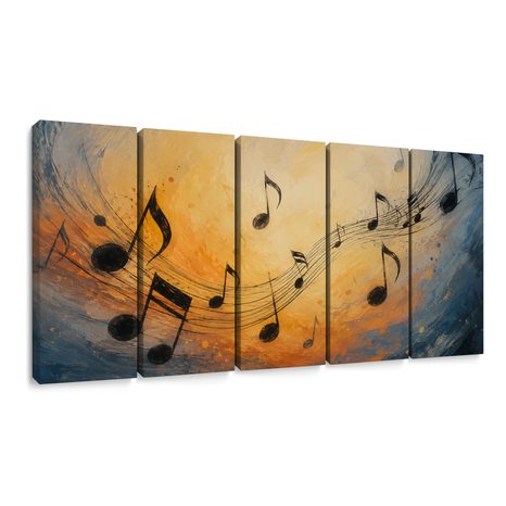 5-TEILIGES WANDBILD MUSIKALISCHE HARMONIE IN FARBEN - MUSIKBILDER - BILDER