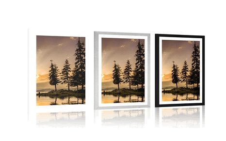 PLAKAT S PASPARTUJEM GORSKO JEZERO - NARAVA - PLAKATI