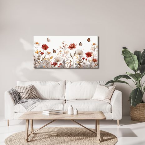OBRAZ ROZKVETLÁ LOUKA S MOTÝLY - OBRAZY MOTÝLI - OBRAZY