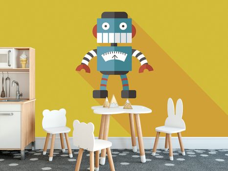 SELBSTKLEBENDE TAPETE FRÖHLICHER ROBOTER - SELBSTKLEBENDE TAPETEN - TAPETEN