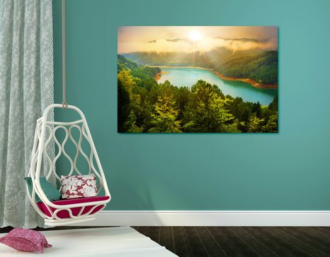 КАРТИНА НА ПЛАТНО – РЕКА В ЗЕЛЕНА ГОРА - КАРТИНИ НА ПРИРОДАТА И ПЕЙЗАЖИ - КАРТИНИ