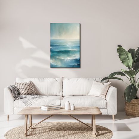 WANDBILD BLAUES MEER BEI SONNENAUFGANG - BILDER MEER UND STRAND - BILDER