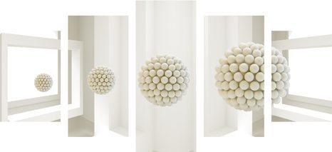 5-DÍLNÝ OBRAZ KULIČKY V PROSTORU - ABSTRAKTNÍ OBRAZY - OBRAZY