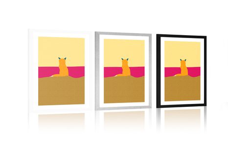 POSTER MIT PASSEPARTOUT NEUGIERIGER FUCHS - MOTIVE AUS UNSERER WERKSTATT - POSTER