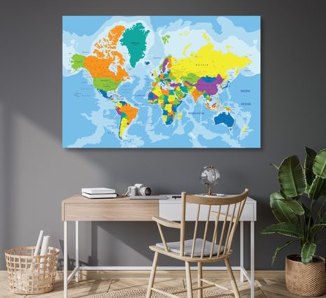 WANDBILD AUF KORK BUNTE WELTKARTE - WANDBILDER AUF KORK - 🔥 TOTALAUSVERKAUF