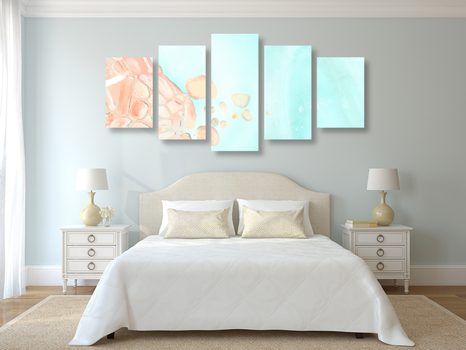 5-DÍLNÝ OBRAZ ABSTRAKCE MOŘE - ABSTRAKTNÍ OBRAZY - OBRAZY