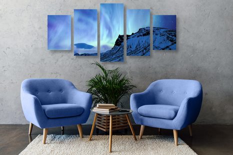 TABLOU 5-PIESE LUMINĂ POLARĂ NORDICĂ - TABLOU NATURĂ ȘI PEISAJE NATURALE - TABLOURI