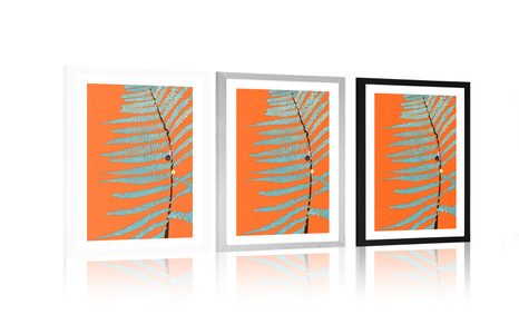 PLAKÁT S PASPARTOU LIST NA ORANŽOVÉM POZADÍ - MOTIVY Z NAŠÍ DÍLNY - PLAKÁTY