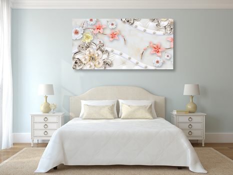 STAMPA SU TELA – GIOIELLI FLOREALI DI LUSSO - QUADRI ASTRATTO - STAMPE E QUADRI