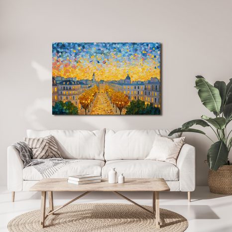 WANDBILD HERBSTLICHE STRASSE IN WÄRME - BILDER VON STÄDTEN - BILDER