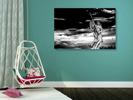 KÉP ANGYAL KERESZTTEL FEKETE-FEHÉR KIVITELBEN - KÉPEK - 🔥 TELJES KIÁRUSÍTÁS