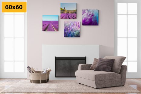BILDER-SET LAVENDEL MIT ABSTRAKTION - BILDERSETS - BILDER