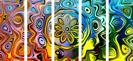 5-DIELNY OBRAZ KREATÍVNE FAREBNÉ UMENIE - ABSTRAKTNÉ OBRAZY - OBRAZY