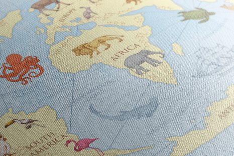 TABLOU HARTA LUMII CU ANIMALE - TABLOURI CU HĂRȚI - TABLOURI