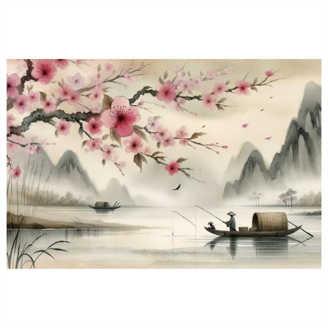 OBRAZ TRADIČNÝ RYBÁR NA RIEKE - OBRAZY JAZERÁ - OBRAZY