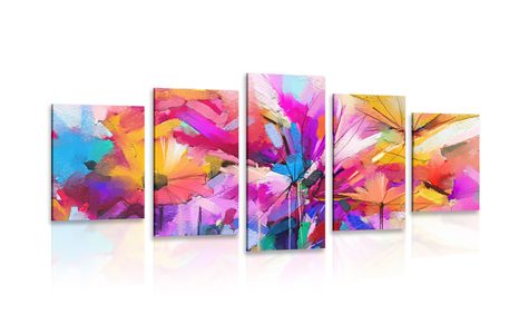 5-PIECE CANVAS PRINT ABSTRACT COLORFUL FLOWERS