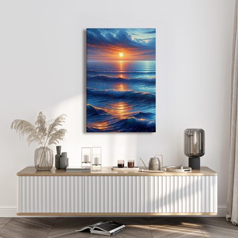 OBRAZ SLUNEČNÍ ODRAZ NA VLNÁCH - OBRAZY VÝCHOD A ZÁPAD SLUNCE - OBRAZY