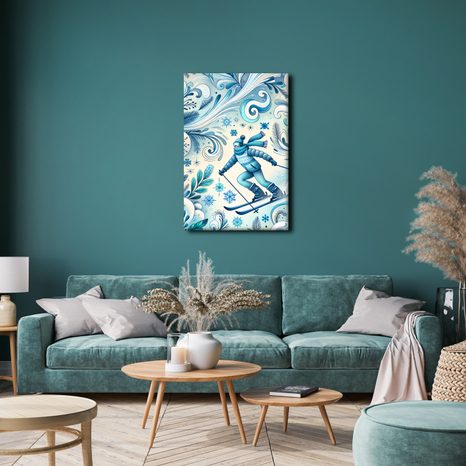 WANDBILD FREUDE AM SKIFAHREN - BILDER VON BERGEN - BILDER