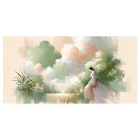 OBRAZ ZASNĚNÁ ŽENA V PASTELOVÝCH TÓNECH - OBRAZY ŽENY - OBRAZY