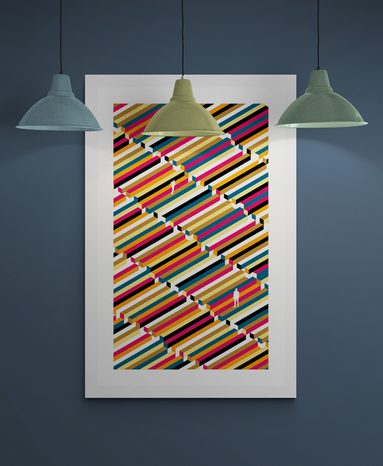 POSTER MIT PASSEPARTOUT MENSCHEN AUF GEMUSTERTEM HINTERGRUND - MOTIVE AUS UNSERER WERKSTATT - POSTER