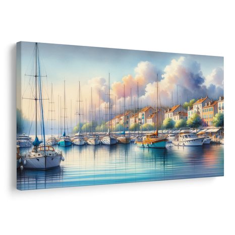 WANDBILD RUHIGER HAFEN BEI SONNENAUFGANG - BILDER MEER UND STRAND - BILDER