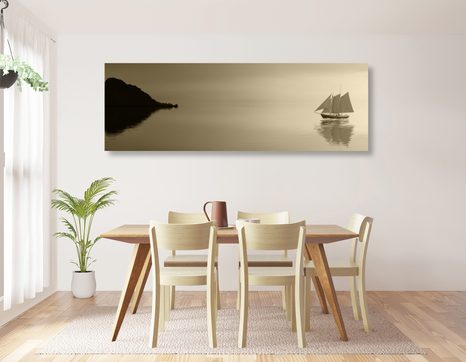 WANDBILD SEGELSCHIFF IN SEPIA - SCHWARZ-WEISSE BILDER - BILDER