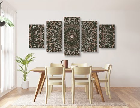 TABLOU 5-PIESE MANDALA ÎN STIL VINTAGE - TABLOURI FENG SHUI - TABLOURI