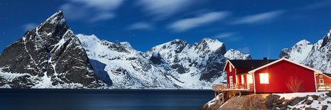 OBRAZ NOCNY KRAJOBRAZ W NORWEGII - OBRAZY PRZYRODY I KRAJOBRAZY - OBRAZY