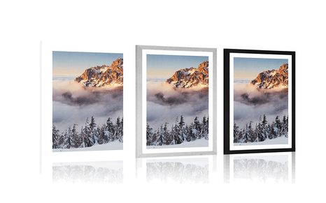 POSTER WITH MOUNT KRKONOŠE IN A BLANKET OF SNOW - NATURE - POSTERS
