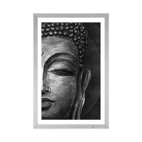 AFFICHE – VISAGE DE BOUDDHA EN NOIR ET BLANC - FENG SHUI - AFFICHES