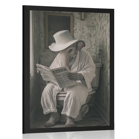 POSTER ELEFANT CU ZIAR PE TOALETĂ - POSTERE - 🔥 REDUCERE TOTALÃ