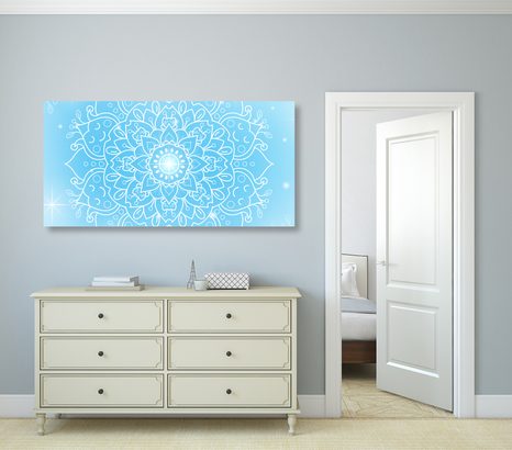 TABLEAU SUR TOILE – FLEUR BLEUE DE MANDALA - TABLEAUX FENG SHUI - TABLEAUX