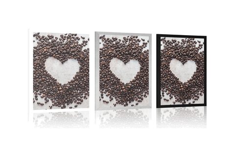 PLAKÁT SRDCE Z KÁVOVÝCH ZRN - S KUCHYŇSKÝM MOTIVEM - PLAKÁTY