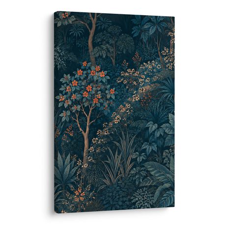 CANVASTAVLA MÖRK BOTANISK SKOG MED BLOMMOR - BLOMTAVLOR - TAVLOR
